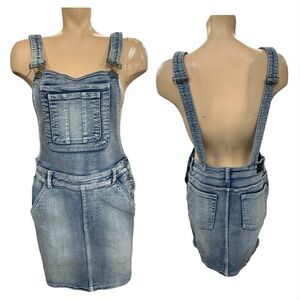 Jeanology Chic Blue Denim Overall Dress Size S